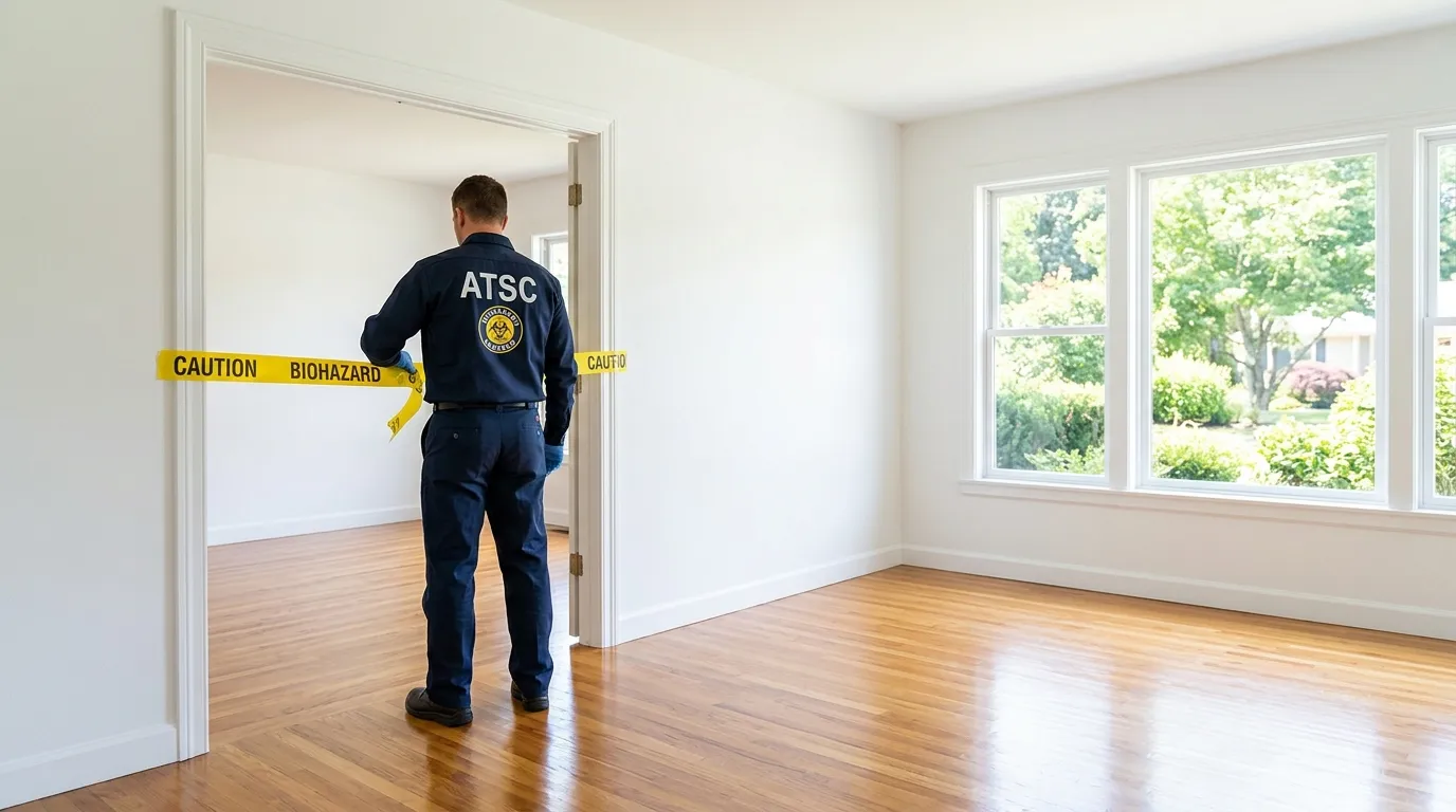 Certified biohazard cleanup crew performing Trauma Scene Cleanup in Concord